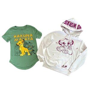 Disney Lion King Bundle Set (2) Simba Hoodie & TShirt Hawkins Matata XS-Med Read